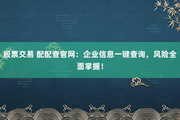股票交易 配配查官网：企业信息一键查询，风险全面掌握！