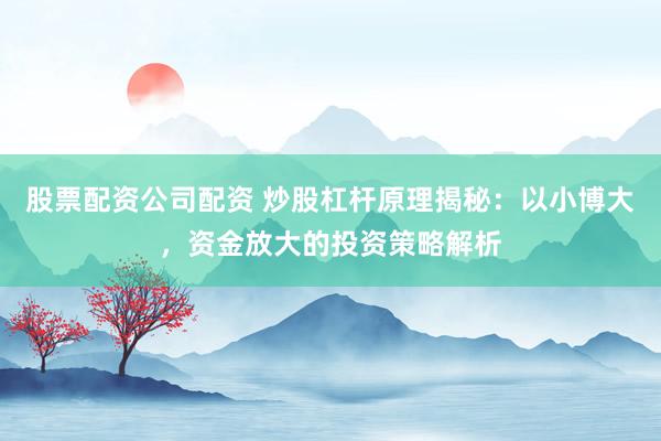 股票配资公司配资 炒股杠杆原理揭秘：以小博大，资金放大的投资策略解析