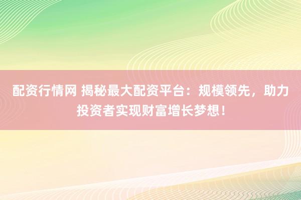 配资行情网 揭秘最大配资平台:规模领先,助力投资者实现财富增长梦想!