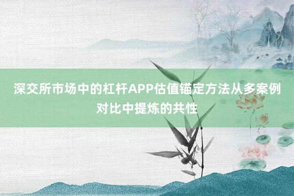 深交所市场中的杠杆APP估值锚定方法从多案例对比中提炼的共性