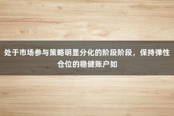 处于市场参与策略明显分化的阶段阶段,保持弹性仓位的稳健账户如