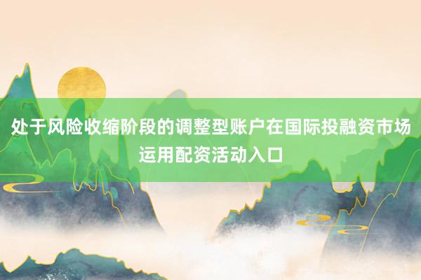 处于风险收缩阶段的调整型账户在国际投融资市场运用配资活动入口
