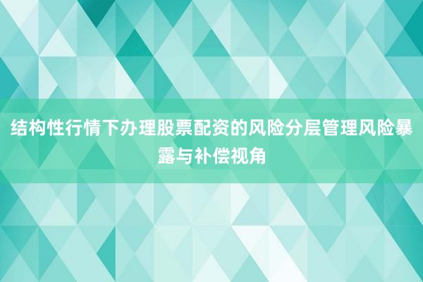 结构性行情下办理股票配资的风险分层管理风险暴露与补偿视角