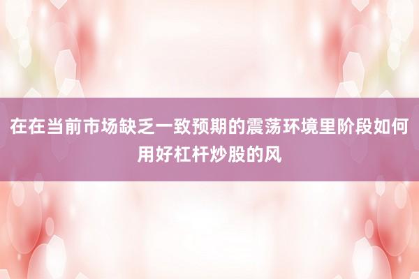 在在当前市场缺乏一致预期的震荡环境里阶段如何用好杠杆炒股的风