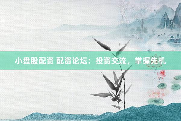 小盘股配资 配资论坛：投资交流，掌握先机