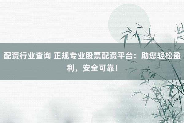 配资行业查询 正规专业股票配资平台：助您轻松盈利，安全可靠！